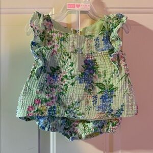 George Pastel Green Floral Ruffle Dress with Bloomer 3-6 months